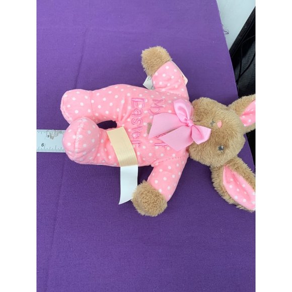 Celebrate Easter My First Easter Bunny Pink Brown 7 Inch Plush Rattle Stuffed An - Picture 4 of 10